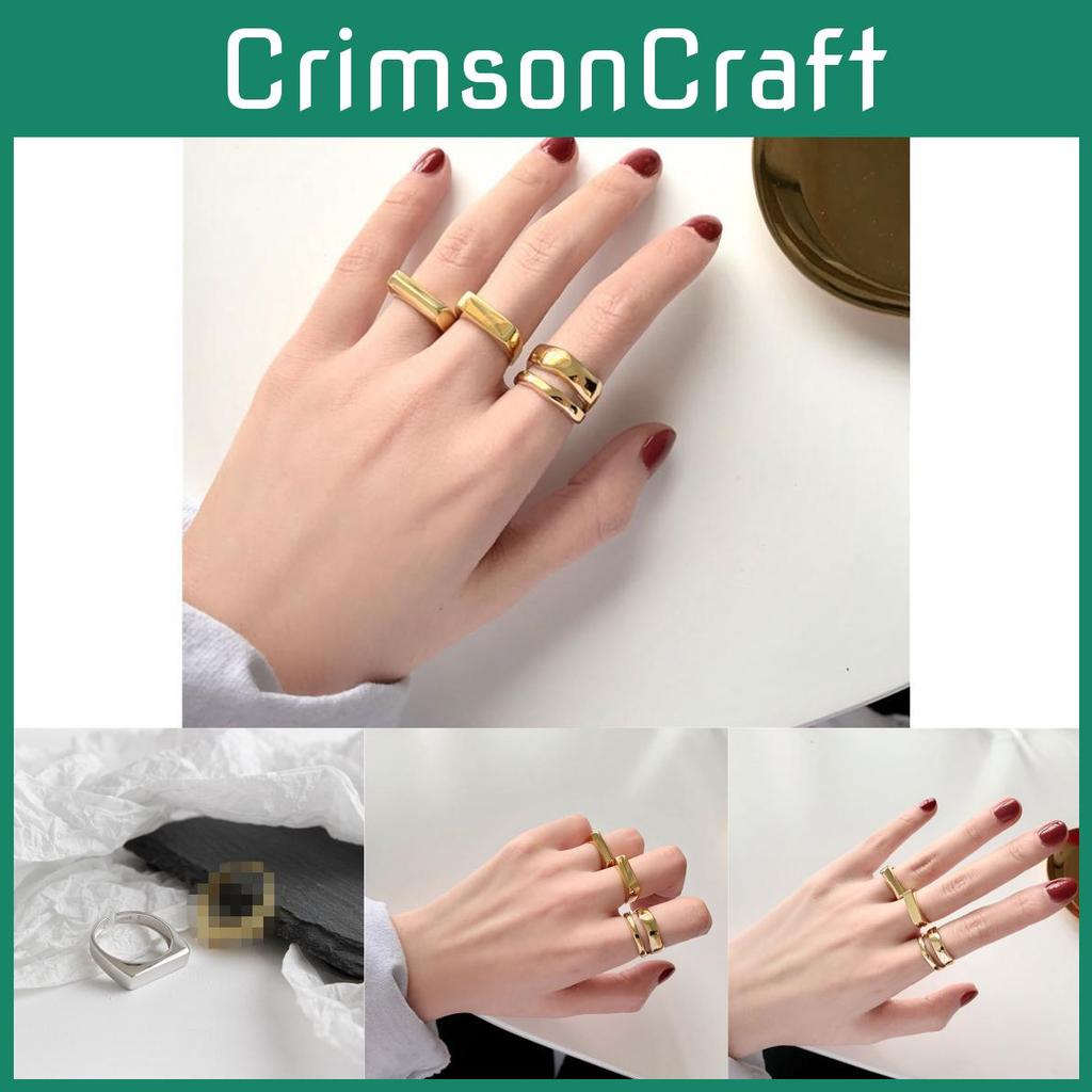 S925 Sterling Silver Minimalist Geometric Rectangle Open Ring For Women Elegant Fashion Jewelry