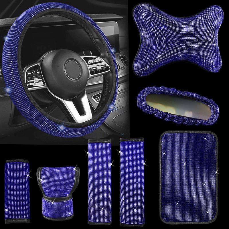 Set Stylish 8piece Car Steering Wheel Cover With Full Embellishments Diamond