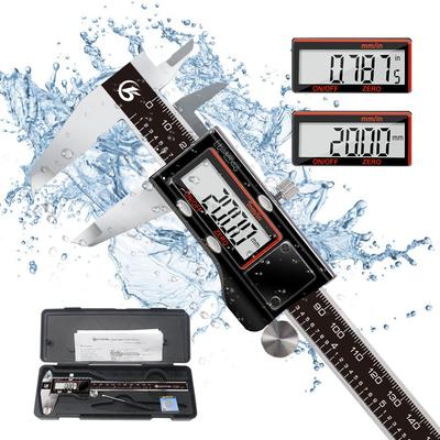 Digital Caliper 150mm 0.01mm/0.0005" Electronic Stainless Steel Caliper IP54 Waterproof Oil-Proof Dustproof LCD Display High Quality Outer Diameter De