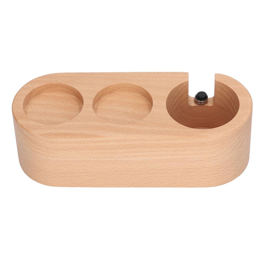 Drewniany Uchwyt na Filtr do Kawy i Ubijak 3 Otwory Zapobiegający Ślizganiu Drewniana Mata pod Ubijak Stacja Ubijaka Drewniana