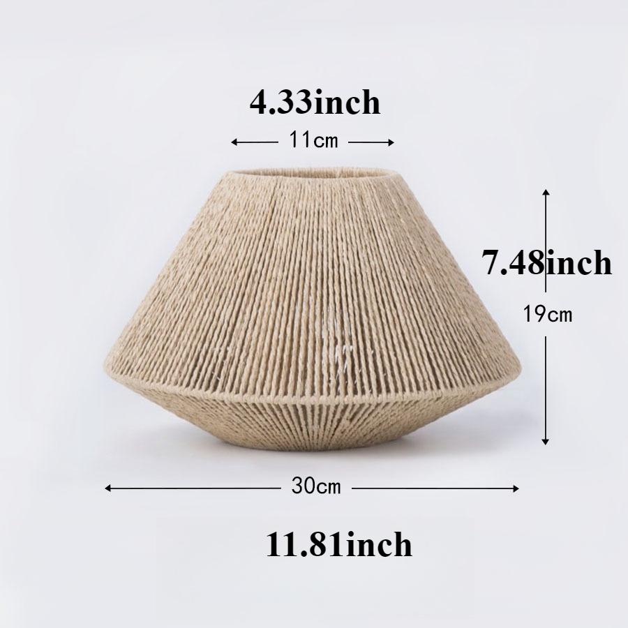 Farmhouse Style Rattan Lamp Geometric Shade Light Covers Chandelier Hanging Wicker Woven Fixture Decor for Living Room Bedroom