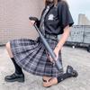 Gentle JK Plaid Pleated Skirt - High Waist Japanese School Uniform for Women