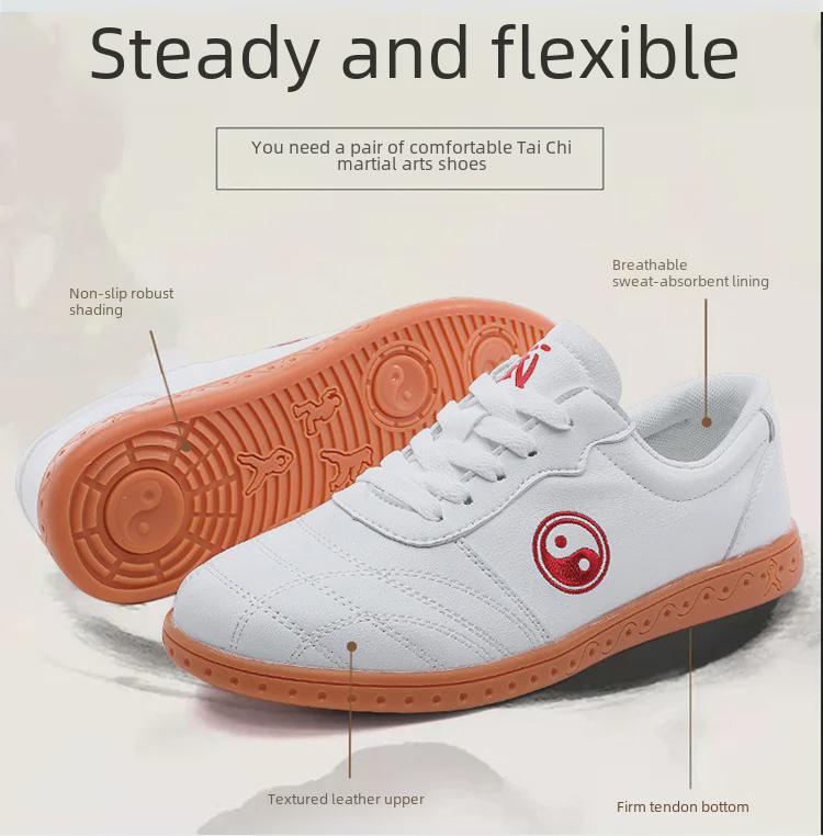Chenjiagou Tai Chi Kung Fu Sports Shoes: Genuine Leather Martial Arts Training Footwear for Men & Women