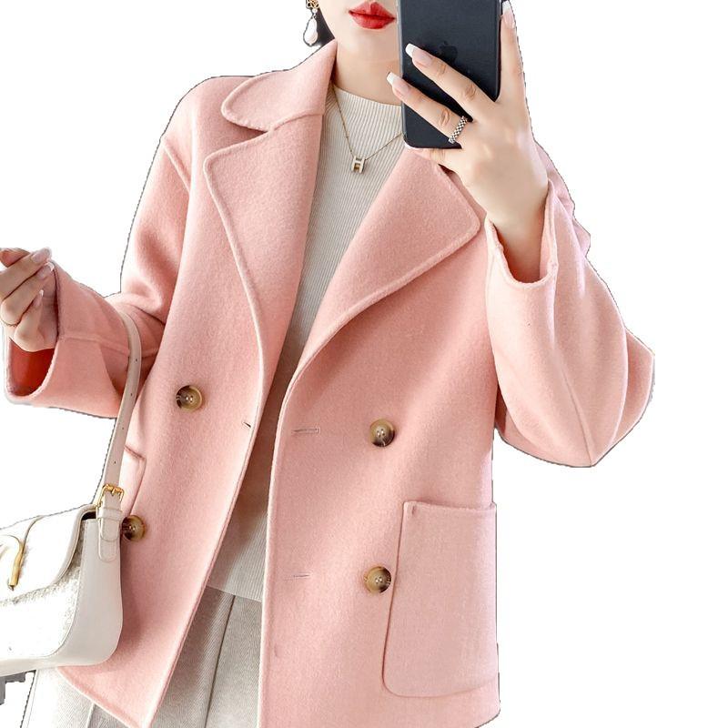 Women's Short Wool Coat - Petite Loose Fit, Autumn/Winter Suit Collar Overcoat