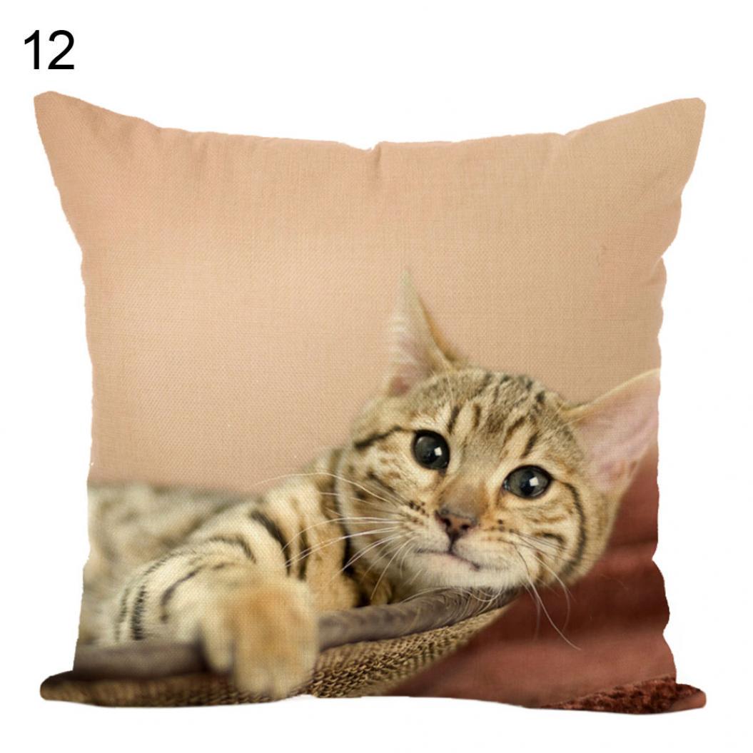 Мягкая льняная наволочка с милым котом чехол для подушки домашний автомобиль диван-кровать декор 12 626₽