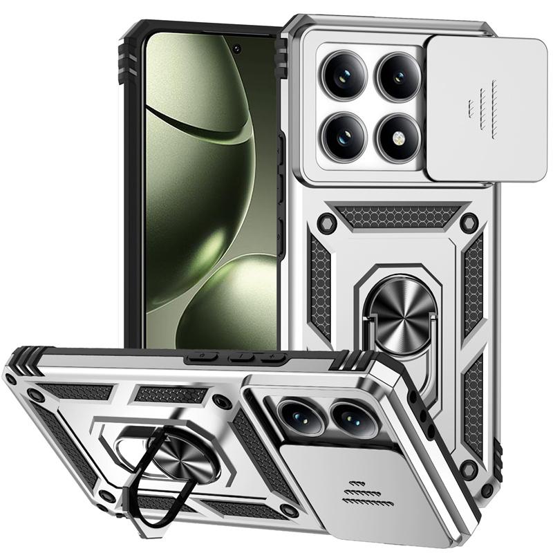 Armor Funda pour Xiaomi 14T 5G Protection d'objectif coulissante Étui de téléphone antichoc pour Mi14T Xiaomi14T 14 T T14 Housse avec anneau support magnétique pour voiture