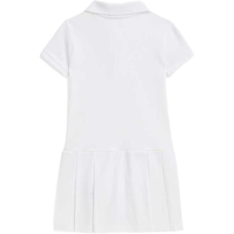 Polo Ralph Lauren Dress Ss25 Nautical Style Mesh Polo Short Sleeve Kids Dresses White CWPODRSR3D20967-100