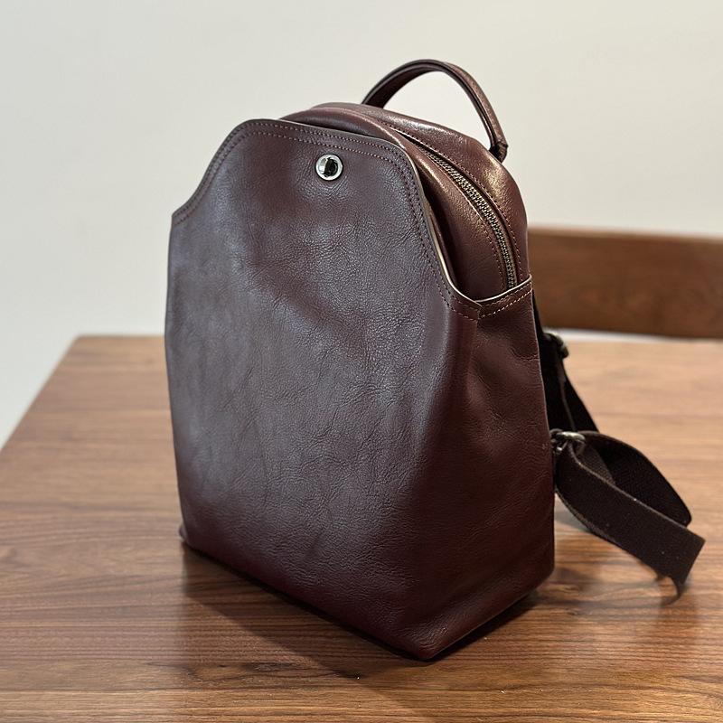 

Real Cowhide Backpack Travel Backpack Commuting Retro Leather Fashion Backpack Genuine Leather Casual School Bag кавовий