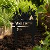Outdoor Yard Decor Welcome Decorative Sign, Wildflowers/Vegetables Silhouette Black Garden Stake, Durable Signage Acrylic Rustic Lawn Sign for