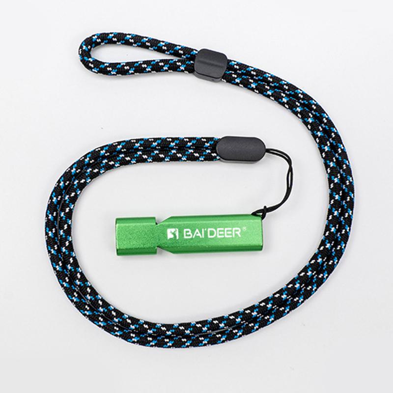 Aluminum Alloy High Decibel Whistle Keychain Double Pipe With Rope Camping Hiking Whistle 5 Colors Outdoors Portable Tools
