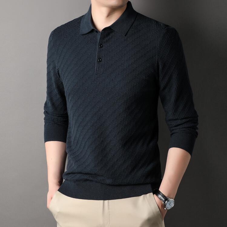 Autumn and Winter Cardigan Men's Business Casual Lapel Long Sleeve Polo Men's Cardigan 6 Wool Sweater Sweater