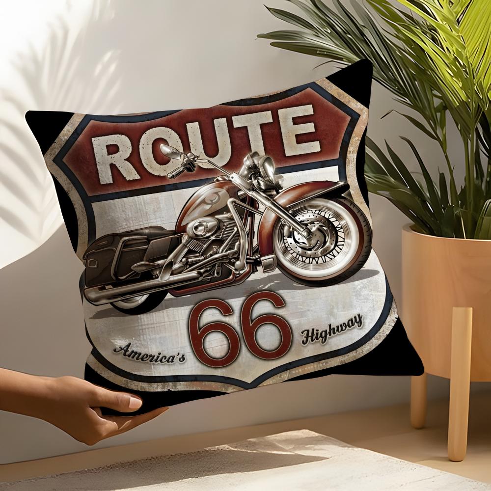 Travel Motorcycle Ride US Route Linen Cushion Covers For Decorative Sofa Home Pillows Case Car Chair Pillows Cases