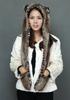 Favorable Price Faux Fur White Wolf Cat Ear Hooded Scarf Hat Plush Animal Ear Hat with Scarf for Cosplay Halloween