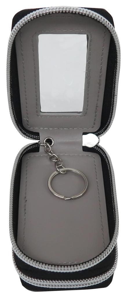 Snoopy Key Case Compatible with Smart Key Double Round Zipper Carabiner Hook Keychain Included Ladies Popular Character SNOOPY Gray W Zipper