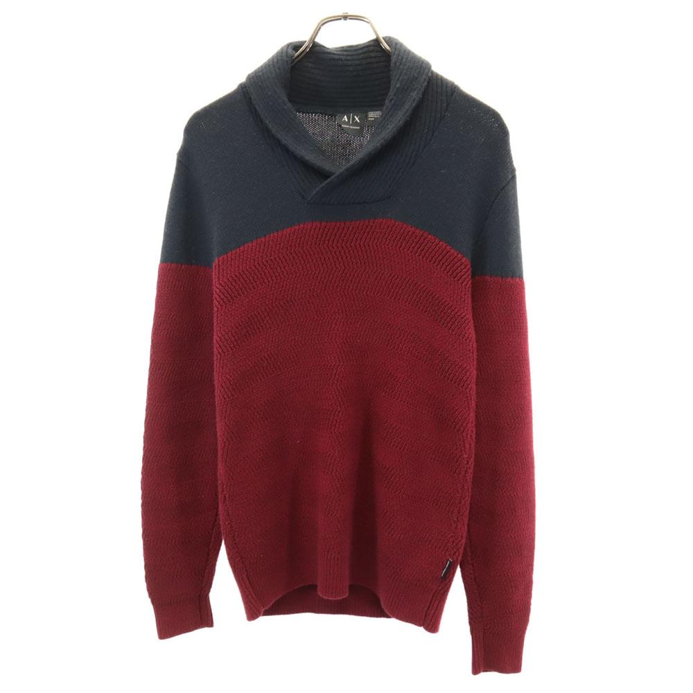 

ARMANI EXCHANGE Long sleeve Shawl collar sweater S Wine red x black knit Men s Used
