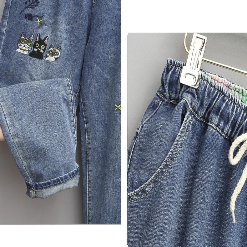 Large Size Jeans for Women Loose Harem Pants Nine-point Pants High Waist Pants Plus Size New