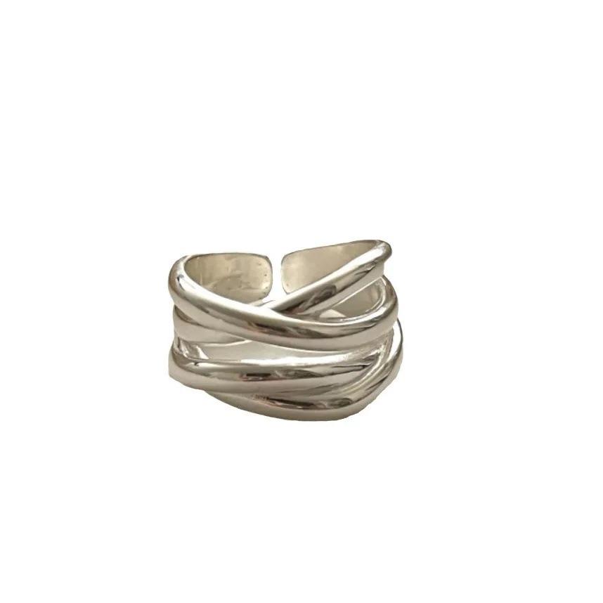 Europäischer & Amerikanischer Legierungsgeometrischer Mehrschichtiger Verstellbarer Offener Ring für Damen