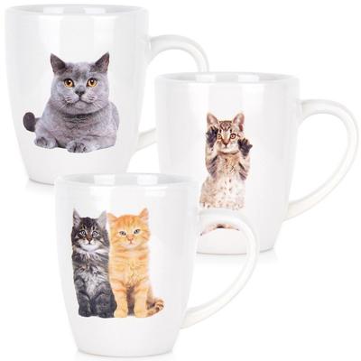 3x Mugs Cats Kittens Set of Mugs for Drinking Coffee Tea Herbs As a Gift