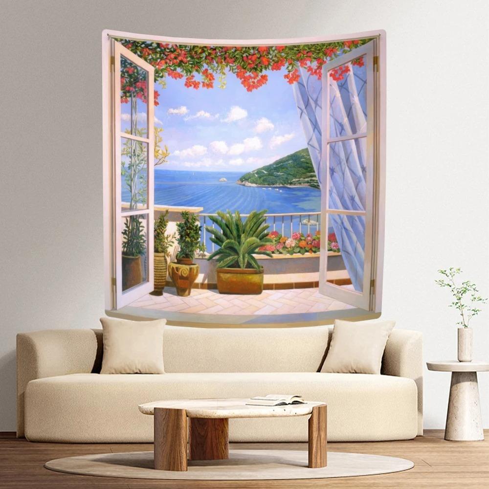 Fereastra Peisaj Simulare Imprimare Modă Decorare acasă Tapiserie Sufragerie Dormitor Tapiserie