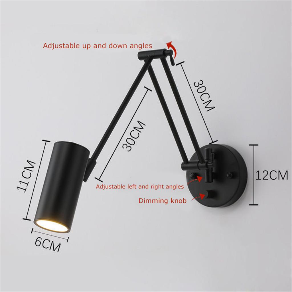 Led Dimmable Wall Lamp Bedroom Bedside Reading Light Folding Telescopic Switch Modern Creative Study Rocker Wall Light Fixture