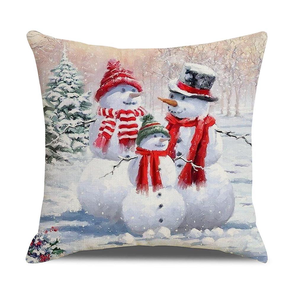 Weihnachtskissen Aquarell Cartoon Leinen Kissenbezug Europäischer Stil Nachttisch Kissenbezug Neuer Wohnstil