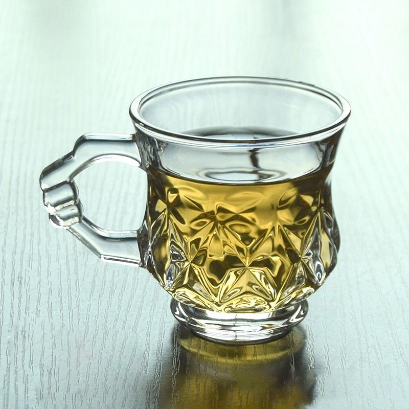 140ml Creative Glass Coffee Tea Mug Drinks Dessert Breakfast Milk Cup Juice Glass Mugs Handle Drinkware Transparent Glass Cup