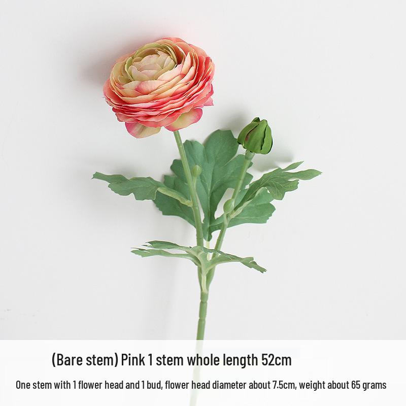 Lotus Peony Silk Flower Arrangement - 2-Head Artificial Ranunculus for Wedding Decoration