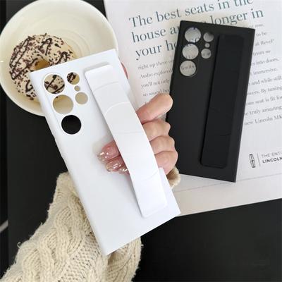 Handliche Silikon-Elastik-Handschlaufe Hartes PC-Handycase Für Samsung Galaxy S25 S24 S23 Ultra Plus Matt Klar Stoßfeste Hülle