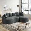 Sofá Modular Sem Moldura em L, Sofá Nuvem em Veludo com Assento Profundo, Chaise Longue Moderna, Tamanho Extra Grande, Inclui Almofadas, Ideal para Sala de Estar, Cinza