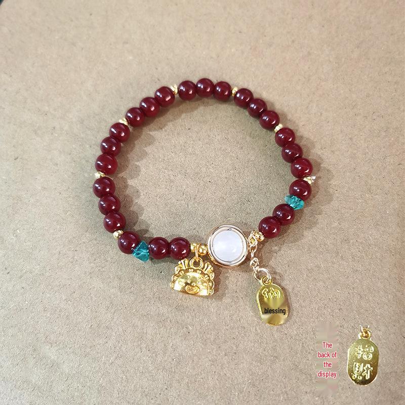 New Women's Mori Style Butterfly Glass Bracelet with Colorful Crackle Beads