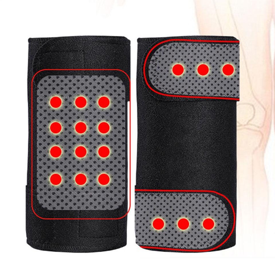 1 Pair Knee Brace Support Pads Adjustable Tourmaline Self-heating Magnetic Therapy Knee Protective Belt Arthritis Knee Massager