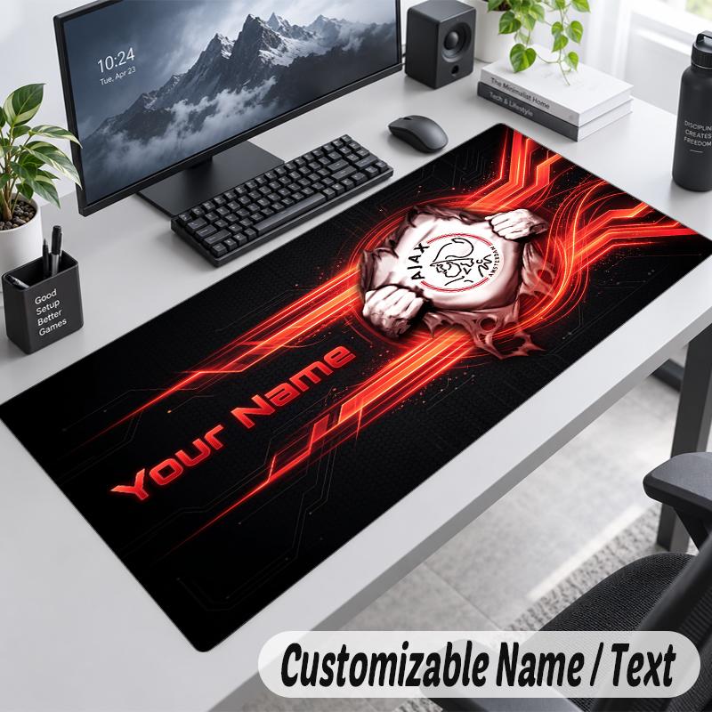 Custom Name Text Mouse Pad Ajax Amsterdam Personalized Desk Pad For Work And Gaming