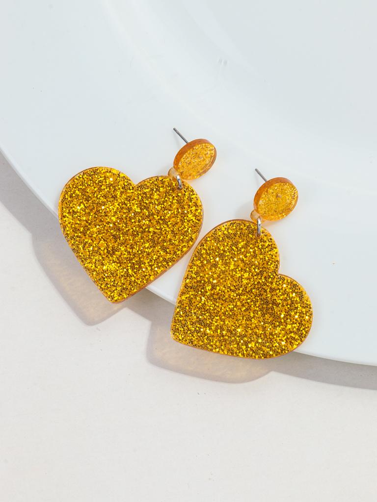 New Valentine's Day Heart Acrylic Earring for Women Girls Glitter Colorful Love Shape Drop Earrings Fashion Jewelry Gifts