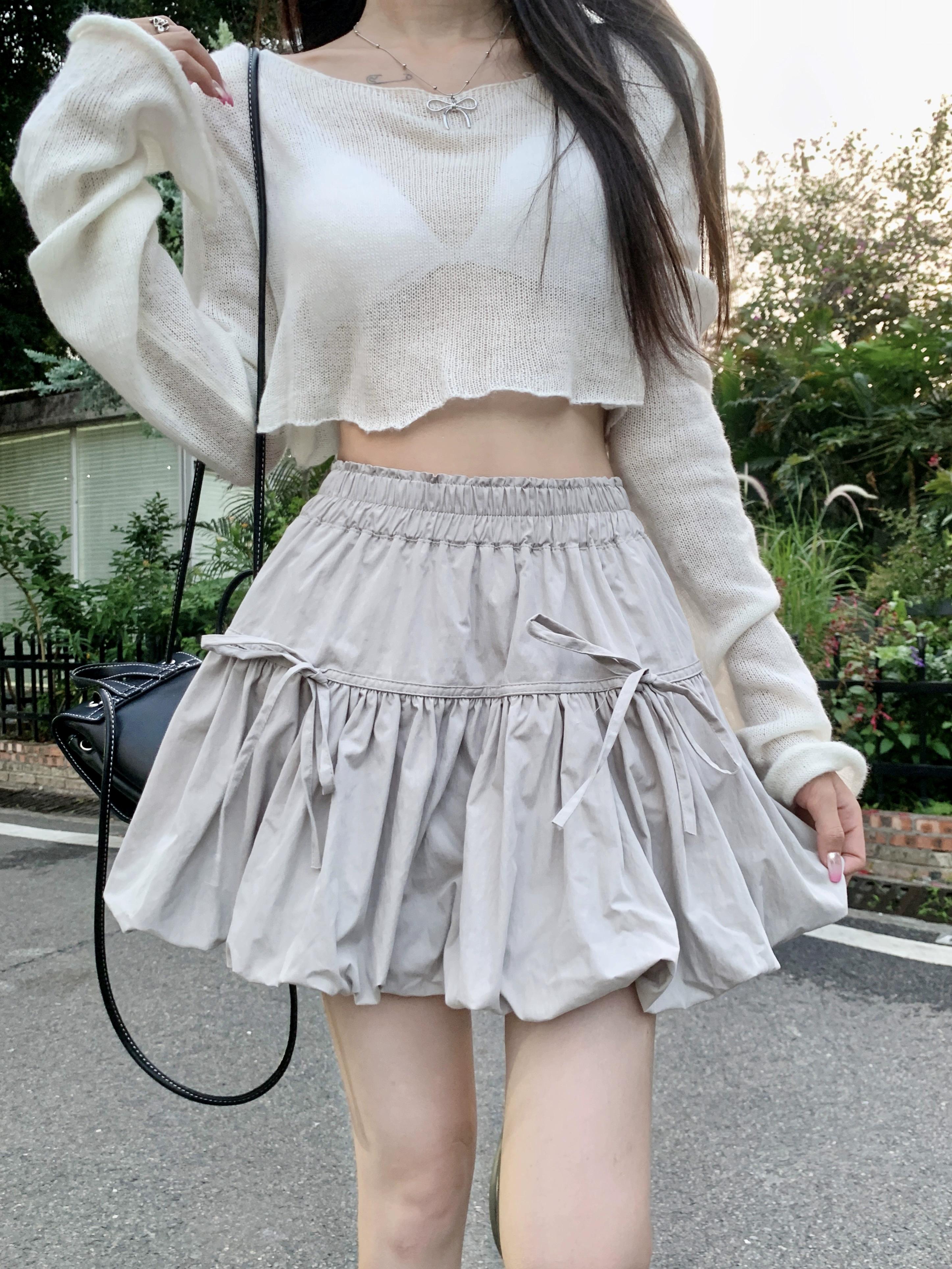 

Модный и модный дизайн, юбка с цветочным принтом и бантом для женщин, лето 2024, новая тонкая пышная юбка трапециевидной формы с высокой талией XL серый