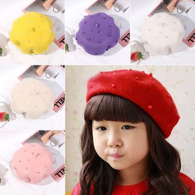 Toddler Pearly Warm Children Caps Girls Hats Headgear Beret Hat