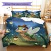 3-Piece Bedding Set: Cartoon Cricket, Firefly, and Starry Night Meadow Print – Bedroom Home Decor