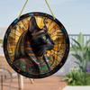 Cattura Sole Gatto Nero Egiziano in Legno, Segno Decorativo Rotondo in Legno, Stanza, Decorazione Casa, Targhetta Multiuso a Tema Animale per Porta, Parete, Casa, Stanza