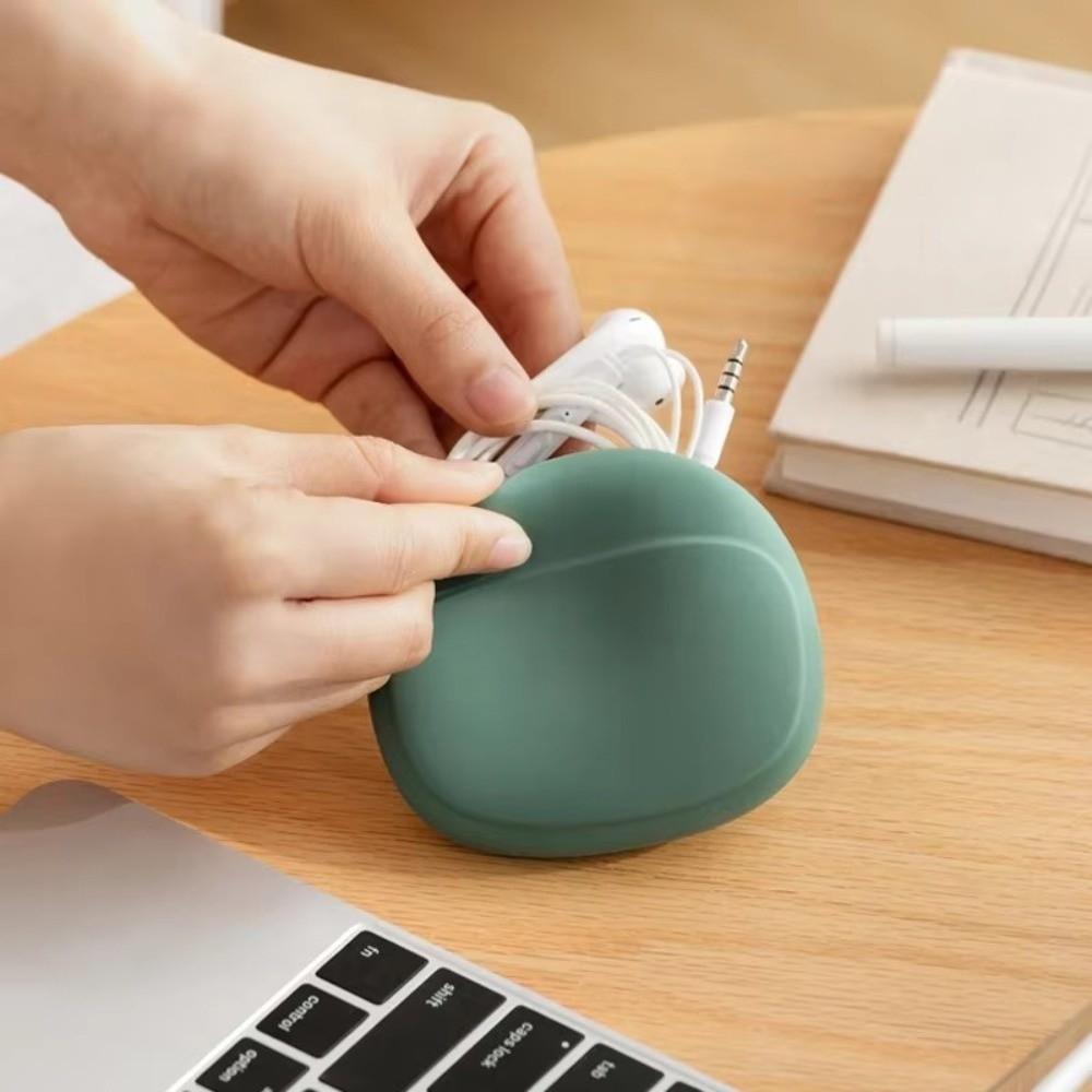 New Silicone Headphone Storage Box Mini U Disk Data Cable Bag Portable Cute Lipstick Storage Accessory Organization
