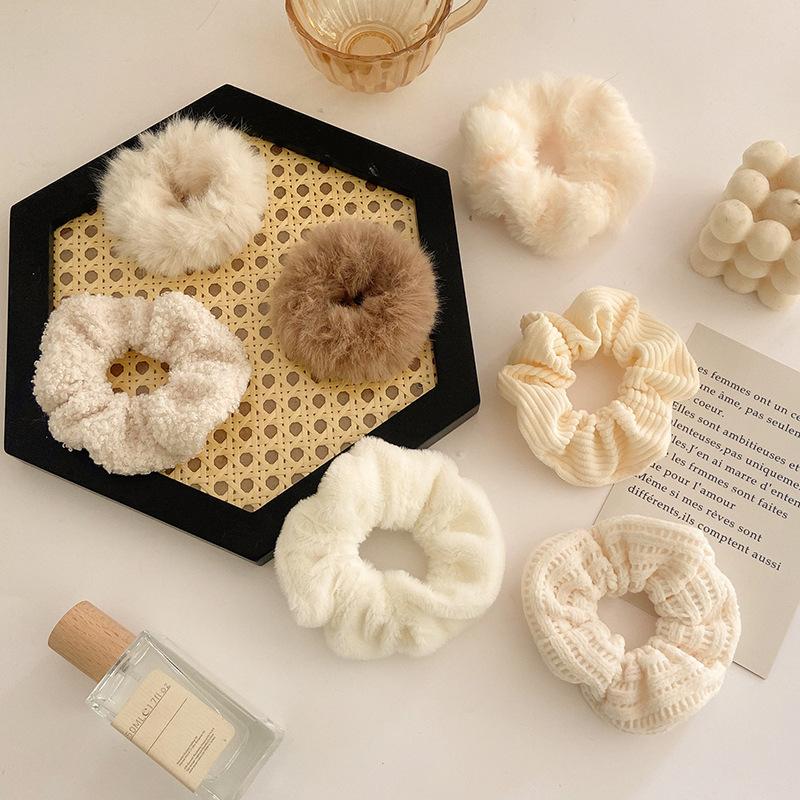 7Pcs/Set Women Hair Scrunchies Velvet Solid Color Hair Band for Ponytail Holder Rubber Bands Hair Ties Hair Accessories