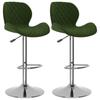Bar Stool Set of 2 Dark Green Velvet
