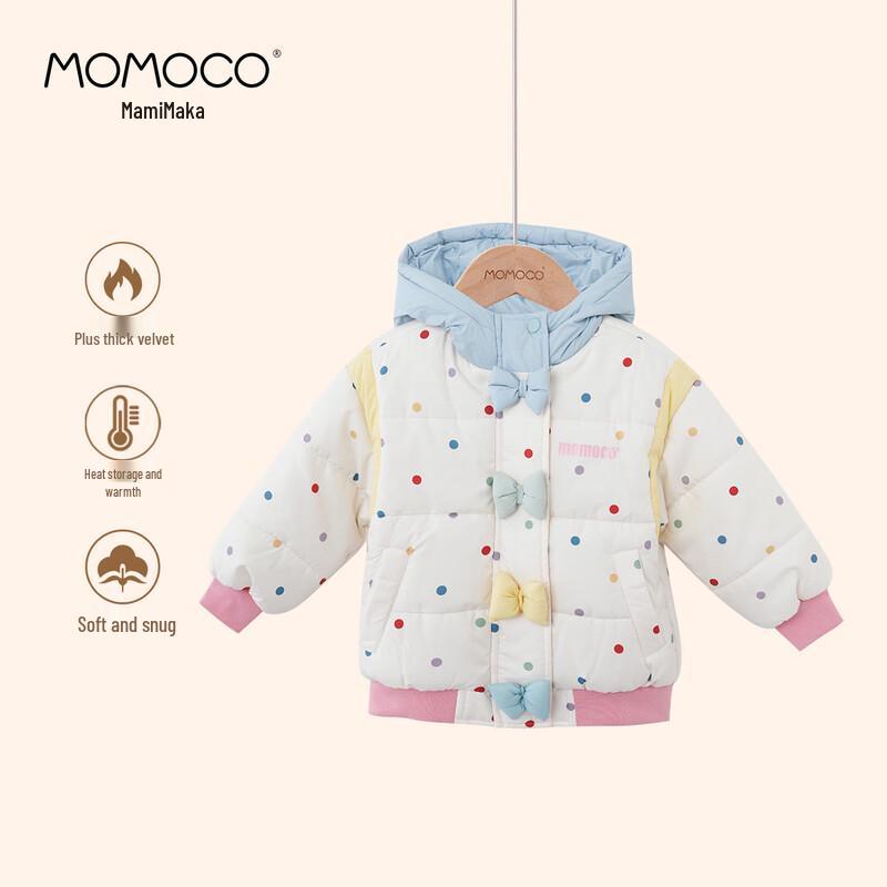 Зимняя утепленная куртка для девочек MOMOCO с контрастными горошками 105