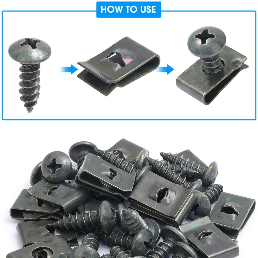 M5*16 Self Tapping Screws U Clamps Kit Universal Auto Engine Undertray Guard Fender Bumper Trim Retainer Metal Fastener Clip