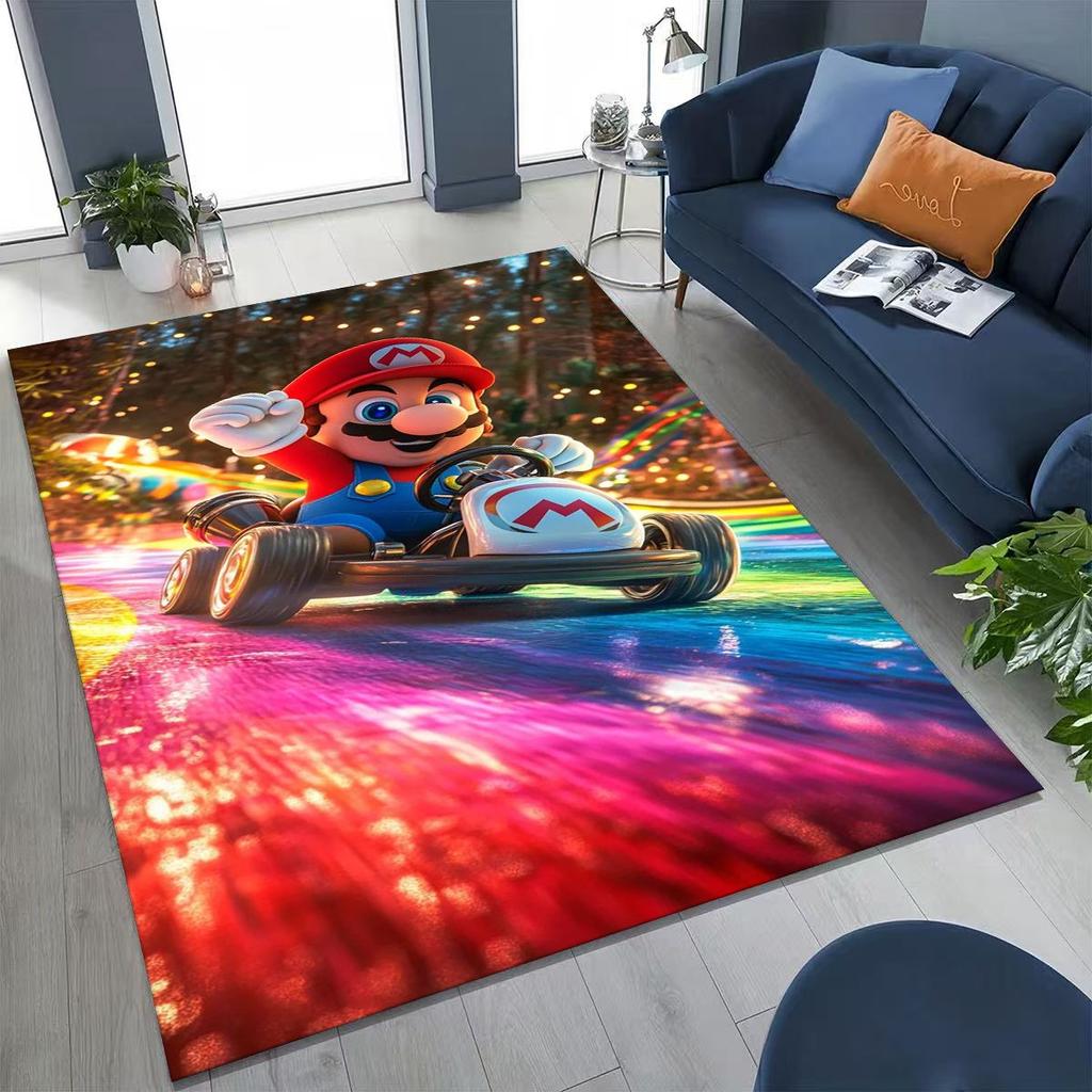 2026 New Retro Mario Cartoon Gift Rug for Bedroom Living Room Sofa Home Doormat Decor, Large Kids Play Non-slip Floor Mat