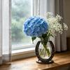 Creative Home Office Ornament Horseshoe Shaped Flower Vase, Rustic Metal Frame with Small Vase for Indoor Plants Clear Glass Jar, Western Farmhouse