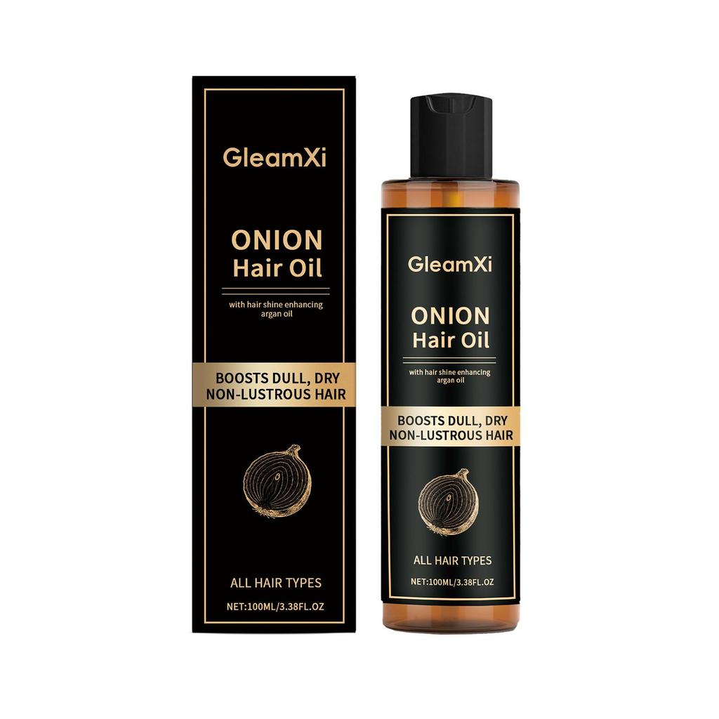 Onion Brightening Hair Care Oil, Natural Fluffy, Supple and Shiny Hair Care, Frizzy Hair Care Oil
