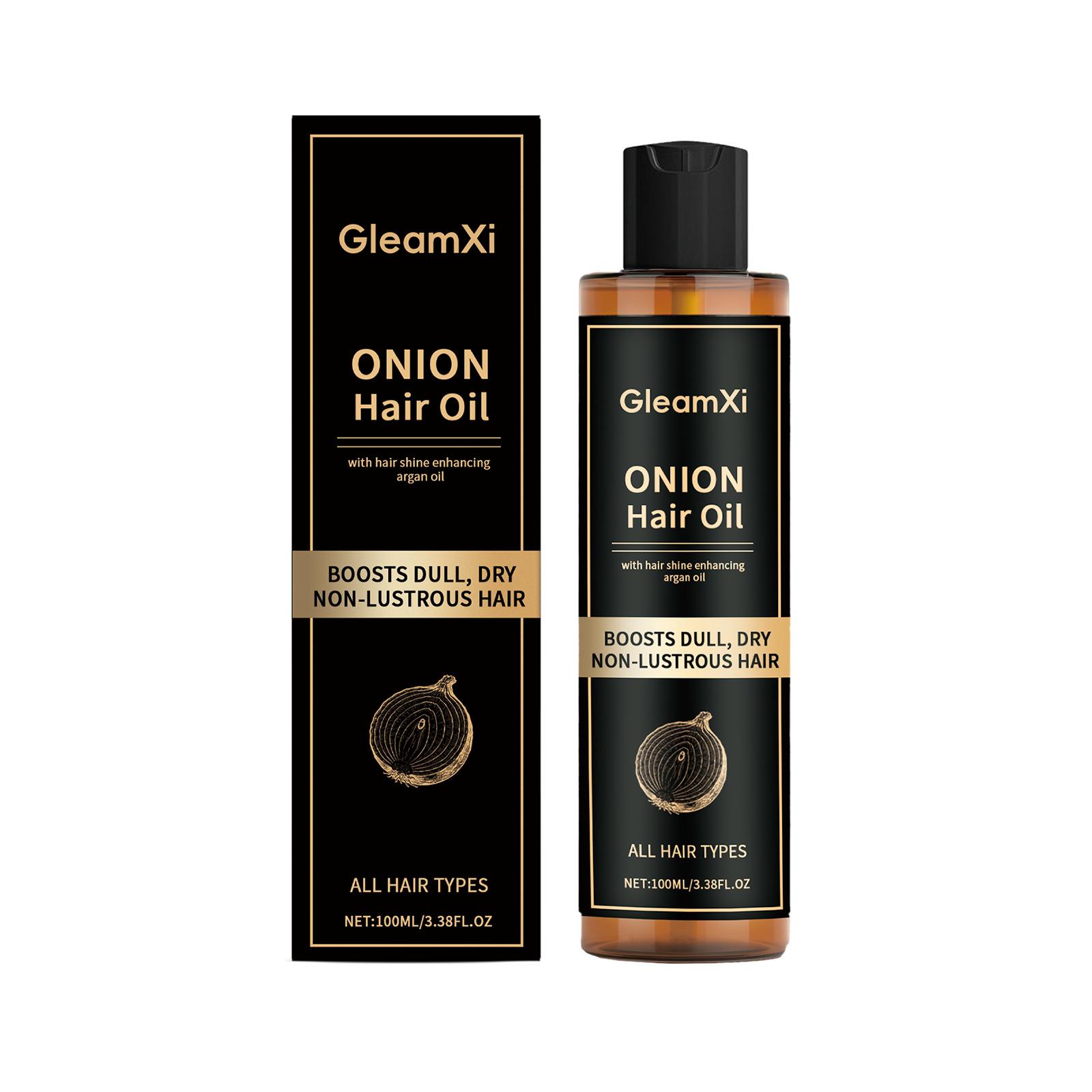 Onion brightening hair care oil, natural fluffy, supple and shiny hair care, frizzy hair care oil 100ml