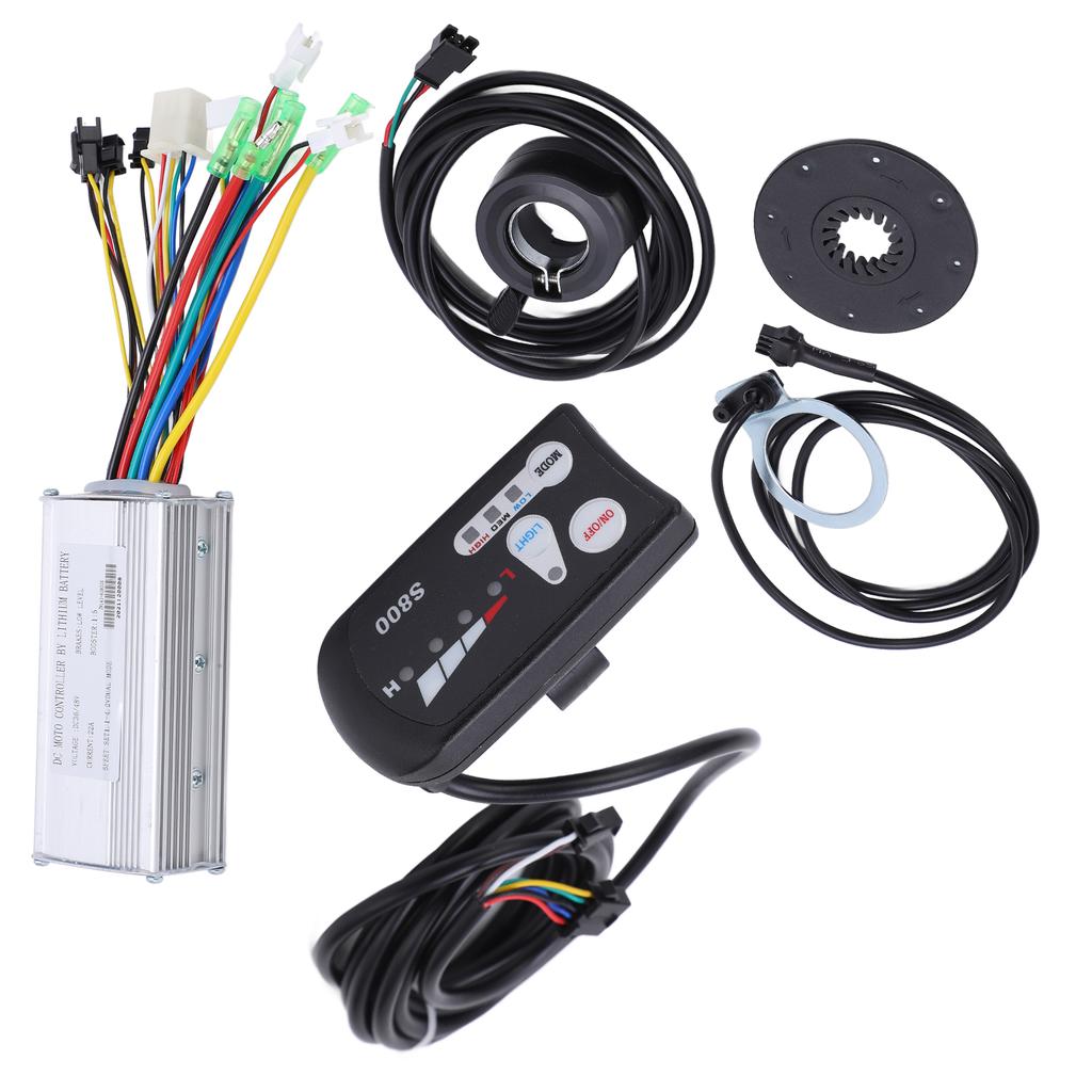 Electric Bike Motor Controller 22A Common Speed Controller 36V 48V with LEDS800 Panel Thumb Throttle for 500W Bicycle