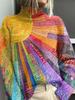 New Christmas abstract print casual cape jacket cardigan thick needle sweater