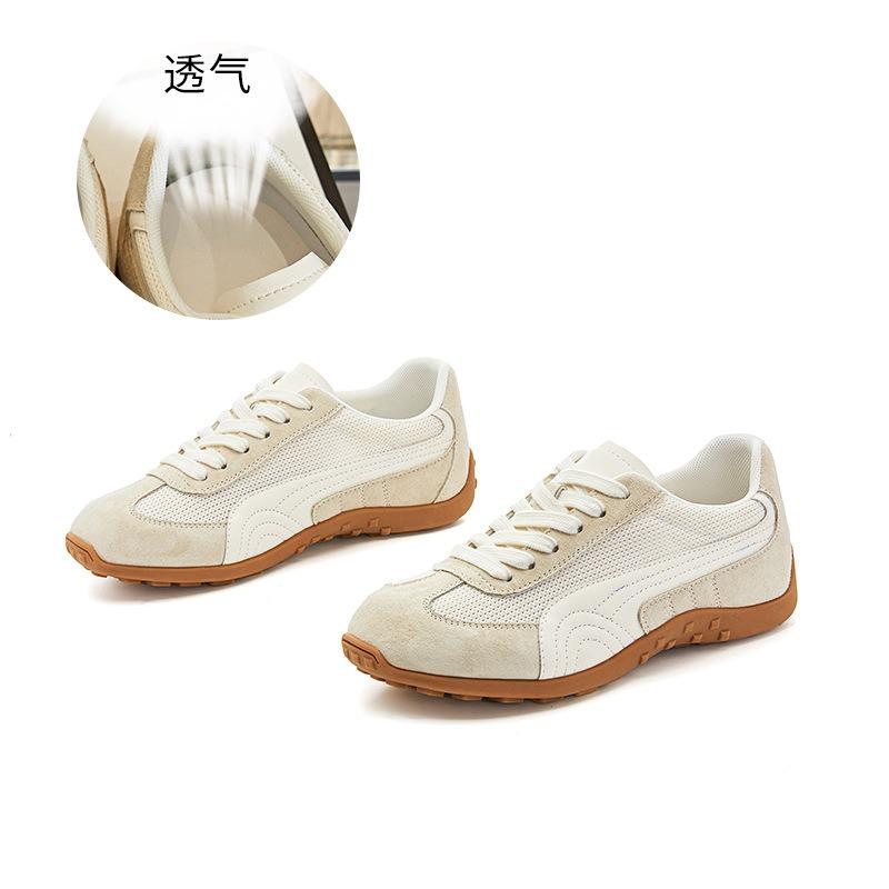 Leather Women's Summer New Thick-soled Versatile Little White Shoes Women's Color Matching Retro Ballet Women