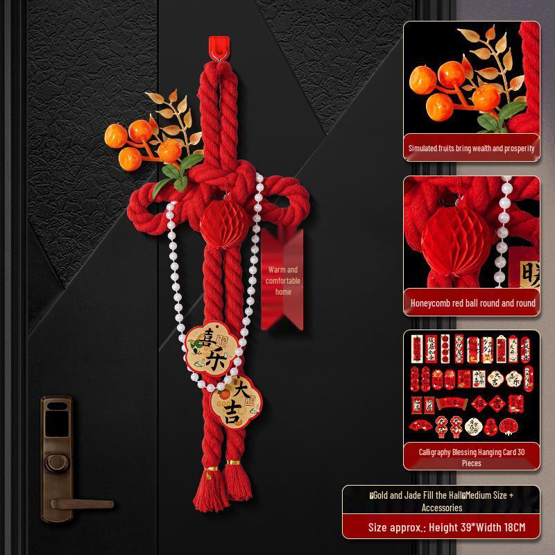 Housewarming Decor: Fu Character Door Handle Pendant Knot for New Home Ceremony